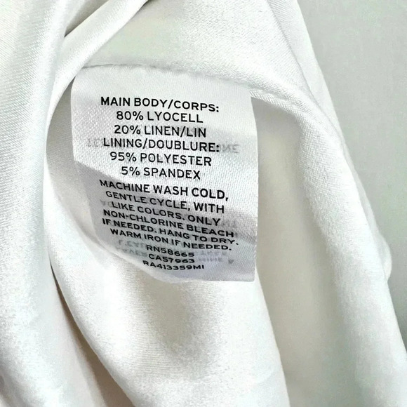 Rachel Parcell Linen Blend Wrap Dress Pink and White‎ Striped Ruffle Midi Small - Picture 13 of 13